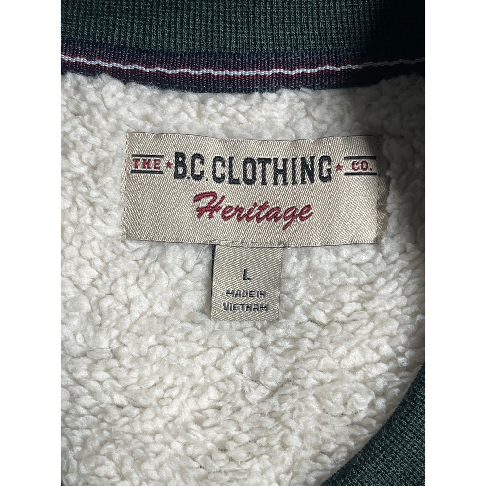BC Clothing Co Waffle Knit Sherpa Lined Crewneck Pullover Forest Green Large - Picture 7 of 9
